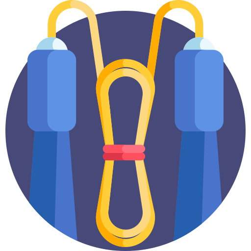 a jump rope with blue handles and yellow cord