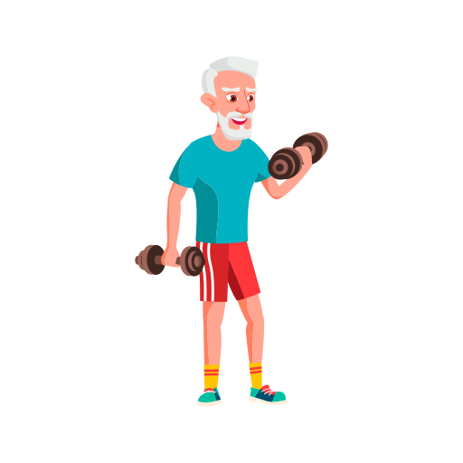 senior man doing bicep curls